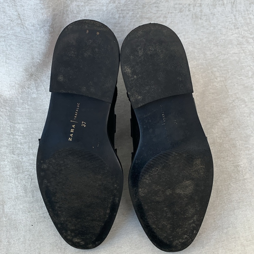 Zara Trafaluc Floral Embroidered Black Buckle Booties - Picture 7 of 12
